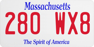 MA license plate 280WX8