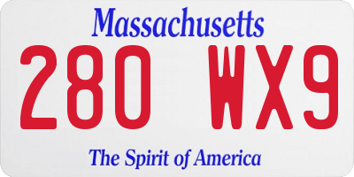 MA license plate 280WX9