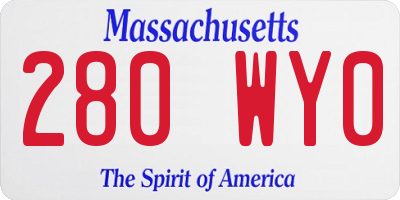 MA license plate 280WY0