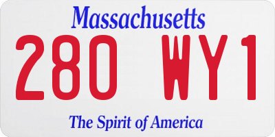 MA license plate 280WY1