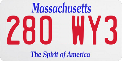 MA license plate 280WY3