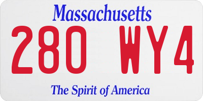 MA license plate 280WY4