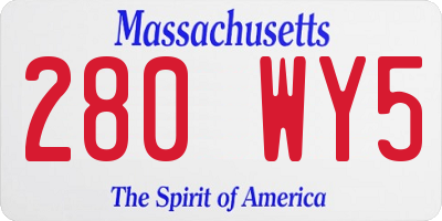 MA license plate 280WY5