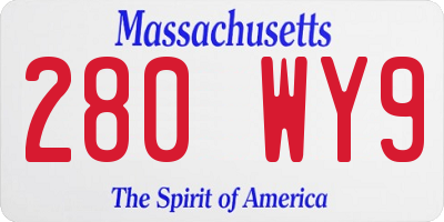 MA license plate 280WY9