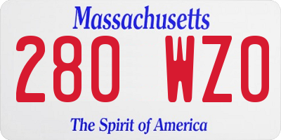 MA license plate 280WZ0