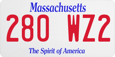 MA license plate 280WZ2