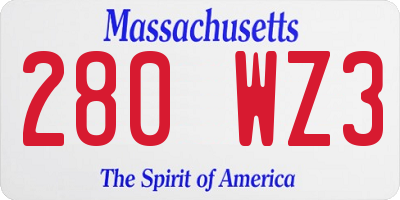 MA license plate 280WZ3