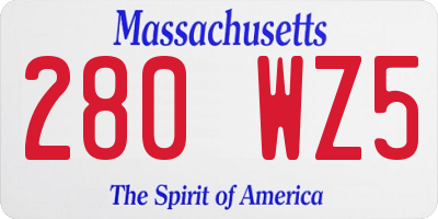MA license plate 280WZ5