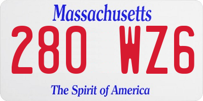 MA license plate 280WZ6