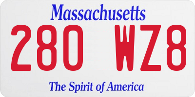MA license plate 280WZ8