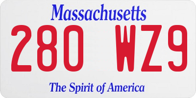 MA license plate 280WZ9