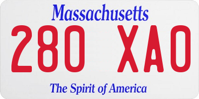 MA license plate 280XA0