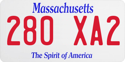 MA license plate 280XA2