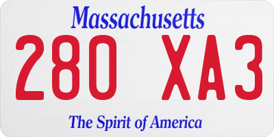 MA license plate 280XA3