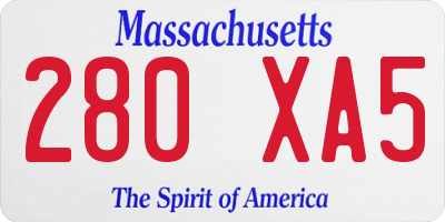 MA license plate 280XA5