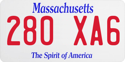 MA license plate 280XA6