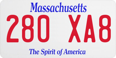 MA license plate 280XA8
