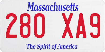 MA license plate 280XA9
