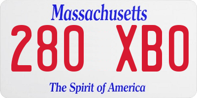MA license plate 280XB0