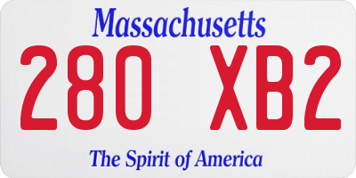 MA license plate 280XB2