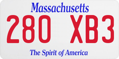 MA license plate 280XB3