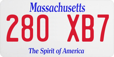 MA license plate 280XB7