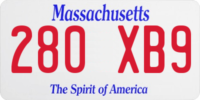 MA license plate 280XB9