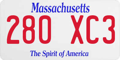MA license plate 280XC3