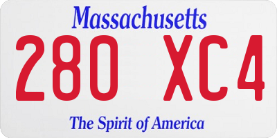 MA license plate 280XC4