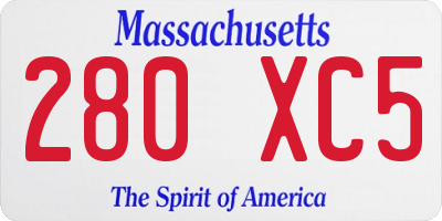 MA license plate 280XC5