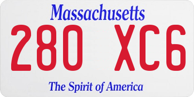 MA license plate 280XC6