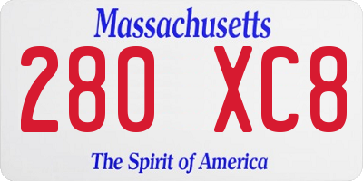 MA license plate 280XC8