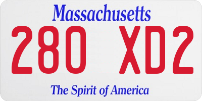 MA license plate 280XD2
