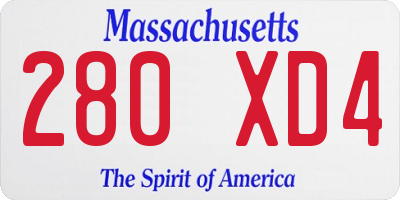 MA license plate 280XD4