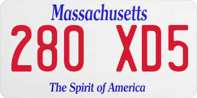 MA license plate 280XD5