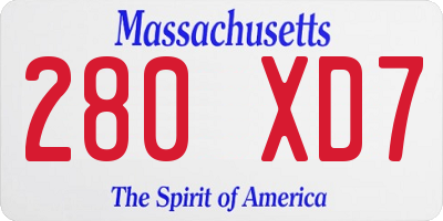 MA license plate 280XD7