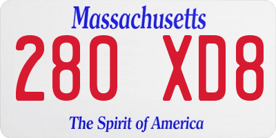 MA license plate 280XD8