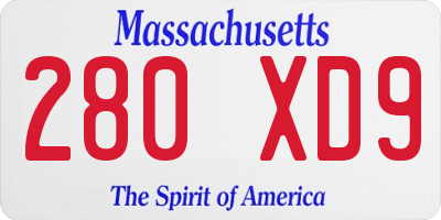 MA license plate 280XD9