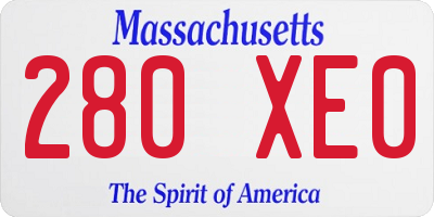 MA license plate 280XE0