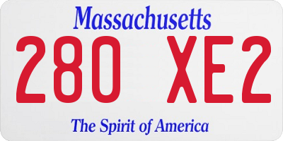 MA license plate 280XE2