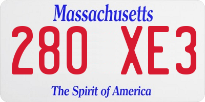 MA license plate 280XE3