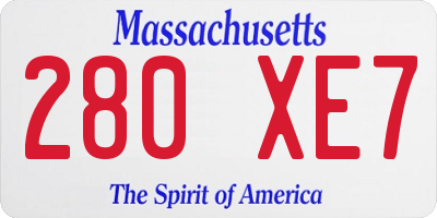 MA license plate 280XE7