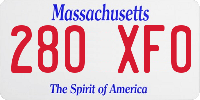 MA license plate 280XF0