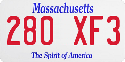 MA license plate 280XF3