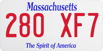 MA license plate 280XF7