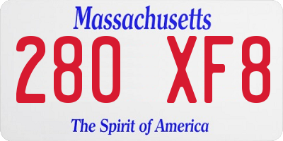 MA license plate 280XF8