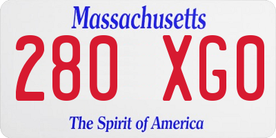 MA license plate 280XG0