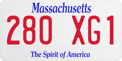 MA license plate 280XG1