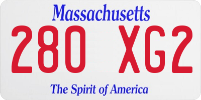 MA license plate 280XG2