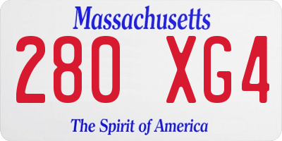 MA license plate 280XG4